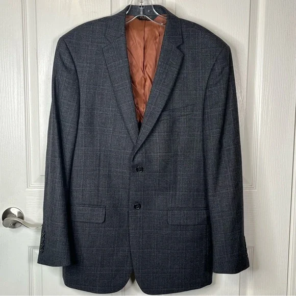 Jos. A Bank Sz 40 R W Gray Wool Two ButtonBlazer Sport Coat Suit Jacket